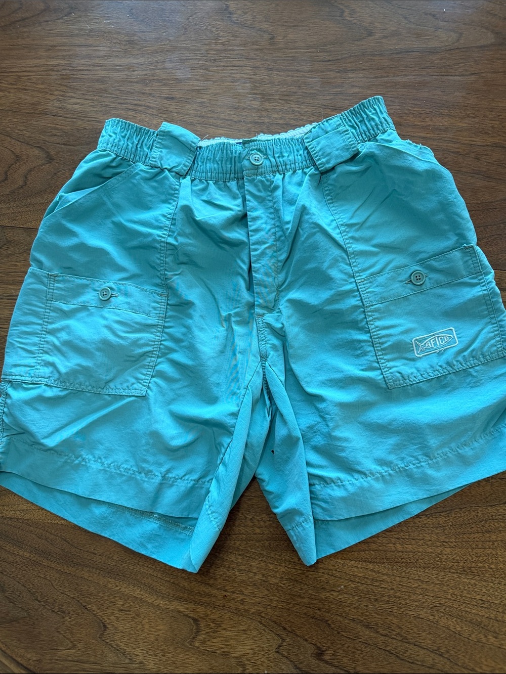 AFTCO Green Fishing Shorts with Elastic Waistband